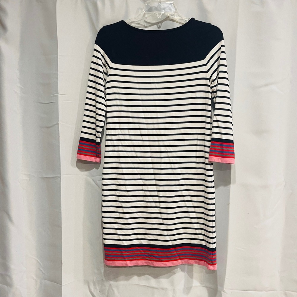 Fleur Bleue Striped Knit Sheath Dress Navy White Pink XS MD9426-75V